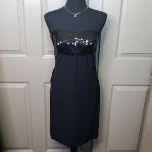 NWT Ann Taylor Elegant Black Sequin Strapless Dress Size 0